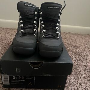 Jordan Kids' Retro 9 Black and White Sneakers